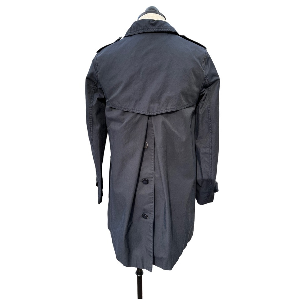 Zara Jacket Trench Coat Navy Blue Zip Front Lined Size XS - Picture 3 of 11